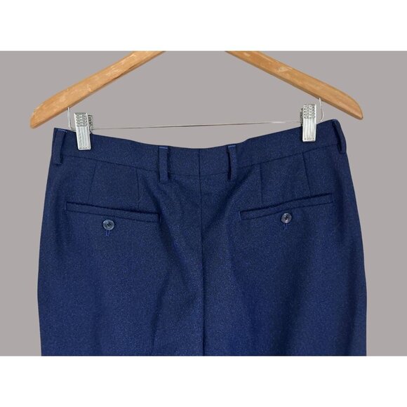 Chuks Collins Mens Navy Blue Tailored Trousers Pants With Button Size 32/30 - Picture 7 of 8